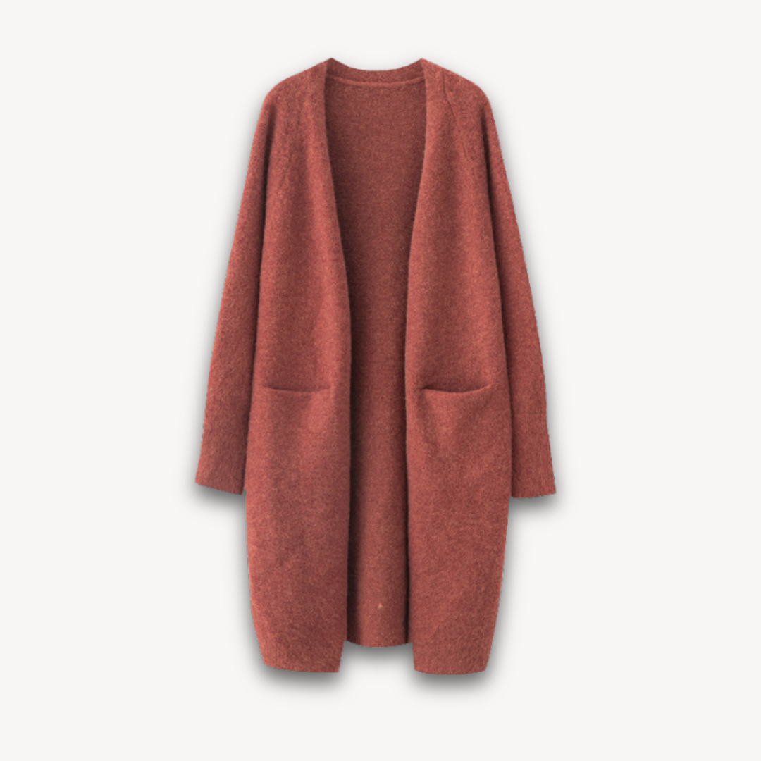 Elarova | Kaschmir-Cardigan für Damen – Lange offene Vorderseite