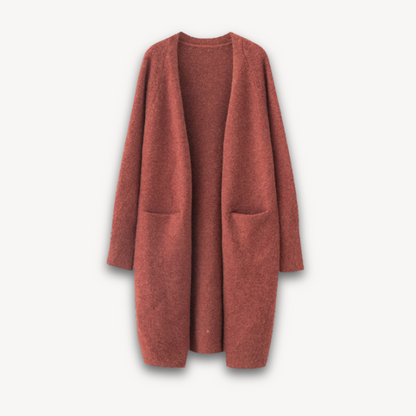 Elarova | Kaschmir-Cardigan für Damen – Lange offene Vorderseite