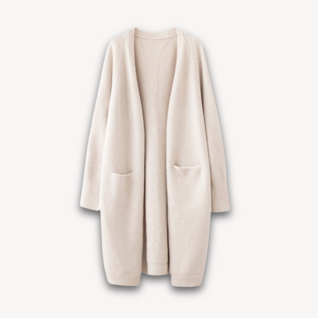 Elarova | Kaschmir-Cardigan für Damen – Lange offene Vorderseite