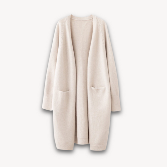 Elarova | Kaschmir-Cardigan für Damen – Lange offene Vorderseite