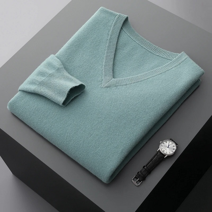 Elarova | Kaschmir Pullover Herren, Vausschnitt, Weiches Kaschmir Strickmaterial