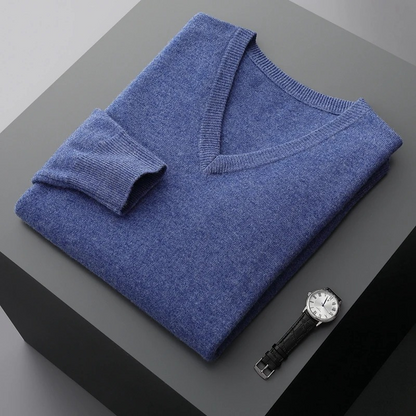 Elarova | Kaschmir Pullover Herren, Vausschnitt, Weiches Kaschmir Strickmaterial