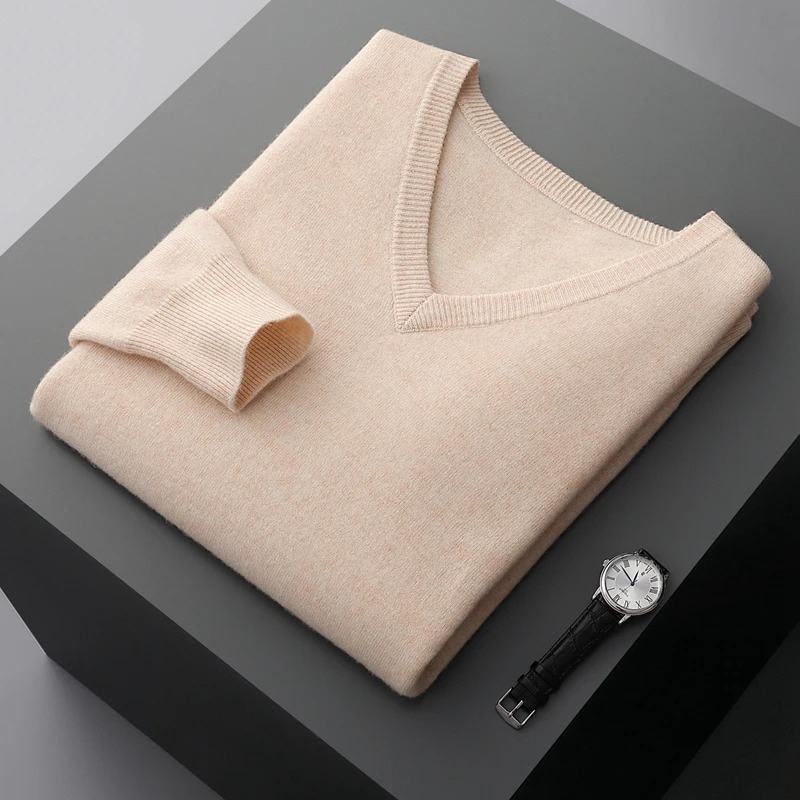 Elarova | Kaschmir Pullover Herren, Vausschnitt, Weiches Kaschmir Strickmaterial