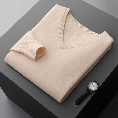 Elarova | Kaschmir Pullover Herren, Vausschnitt, Weiches Kaschmir Strickmaterial