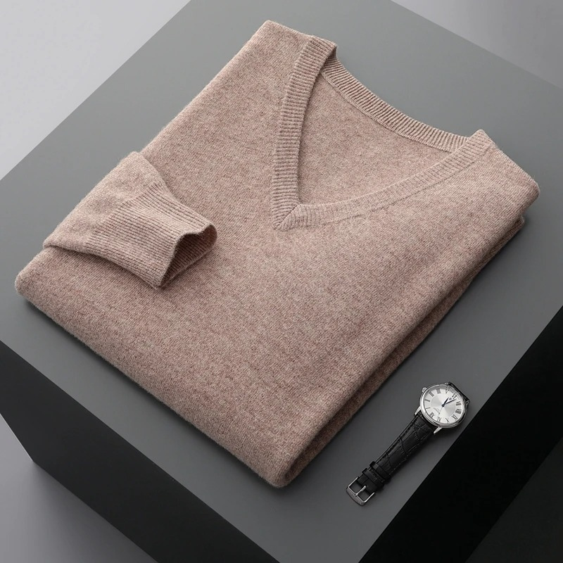 Elarova | Kaschmir Pullover Herren, Vausschnitt, Weiches Kaschmir Strickmaterial