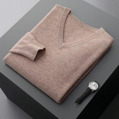 Elarova | Kaschmir Pullover Herren, Vausschnitt, Weiches Kaschmir Strickmaterial