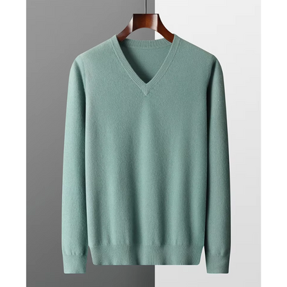 Elarova | Kaschmir Pullover Herren, Vausschnitt, Weiches Kaschmir Strickmaterial
