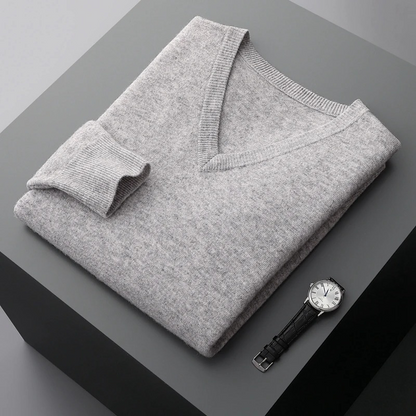 Elarova | Kaschmir Pullover Herren, Vausschnitt, Weiches Kaschmir Strickmaterial