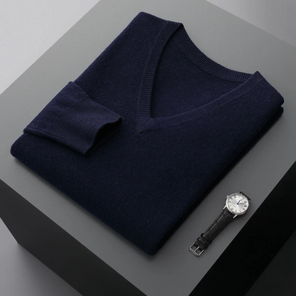 Elarova | Kaschmir Pullover Herren, Vausschnitt, Weiches Kaschmir Strickmaterial