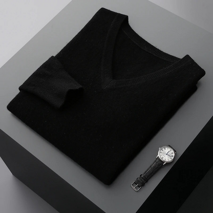 Elarova | Kaschmir Pullover Herren, Vausschnitt, Weiches Kaschmir Strickmaterial