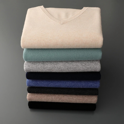 Elarova | Kaschmir Pullover Herren, Vausschnitt, Weiches Kaschmir Strickmaterial