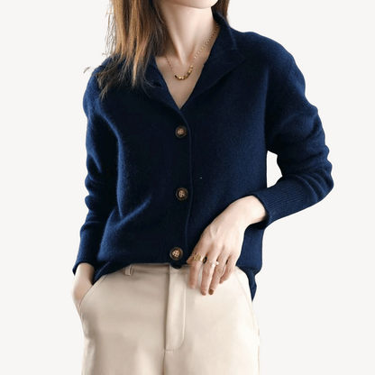 Elarova | Kaschmir-Pullover mit Button-Down-Kragen