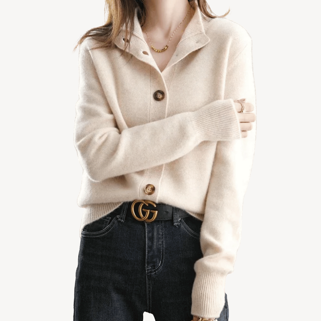 Elarova | Kaschmir-Pullover mit Button-Down-Kragen