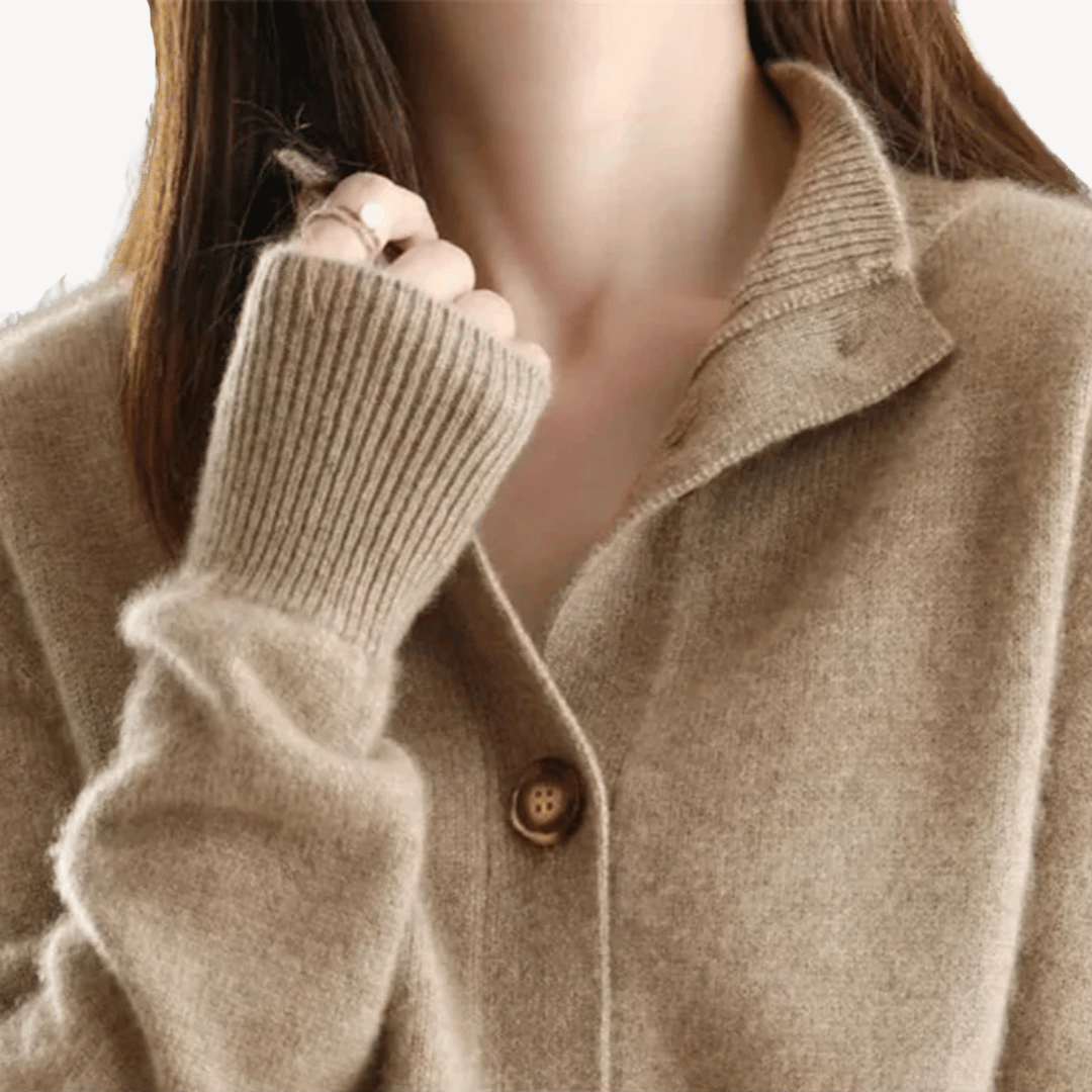 Elarova | Kaschmir-Pullover mit Button-Down-Kragen