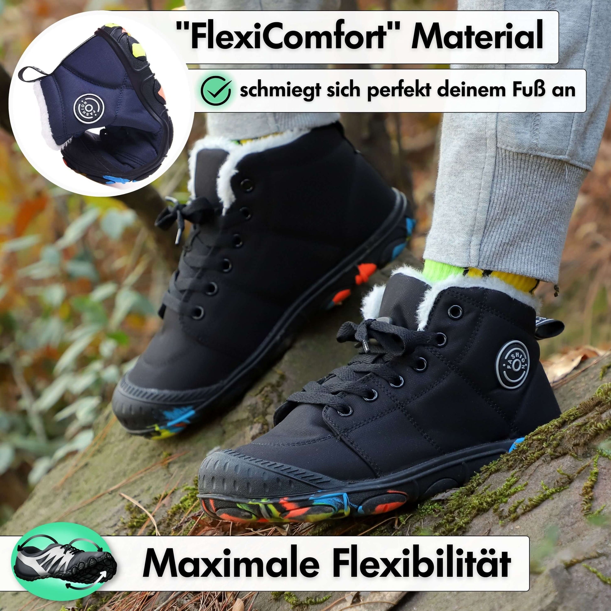 Elarova | Kinder Barfußschuhe 100% Wasserfest & Bequem für Winter