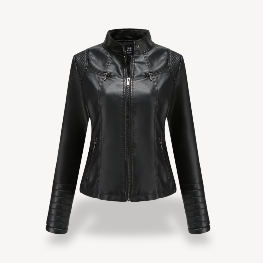 Elarova | Klassische Biker-Kunstlederjacke für Damen