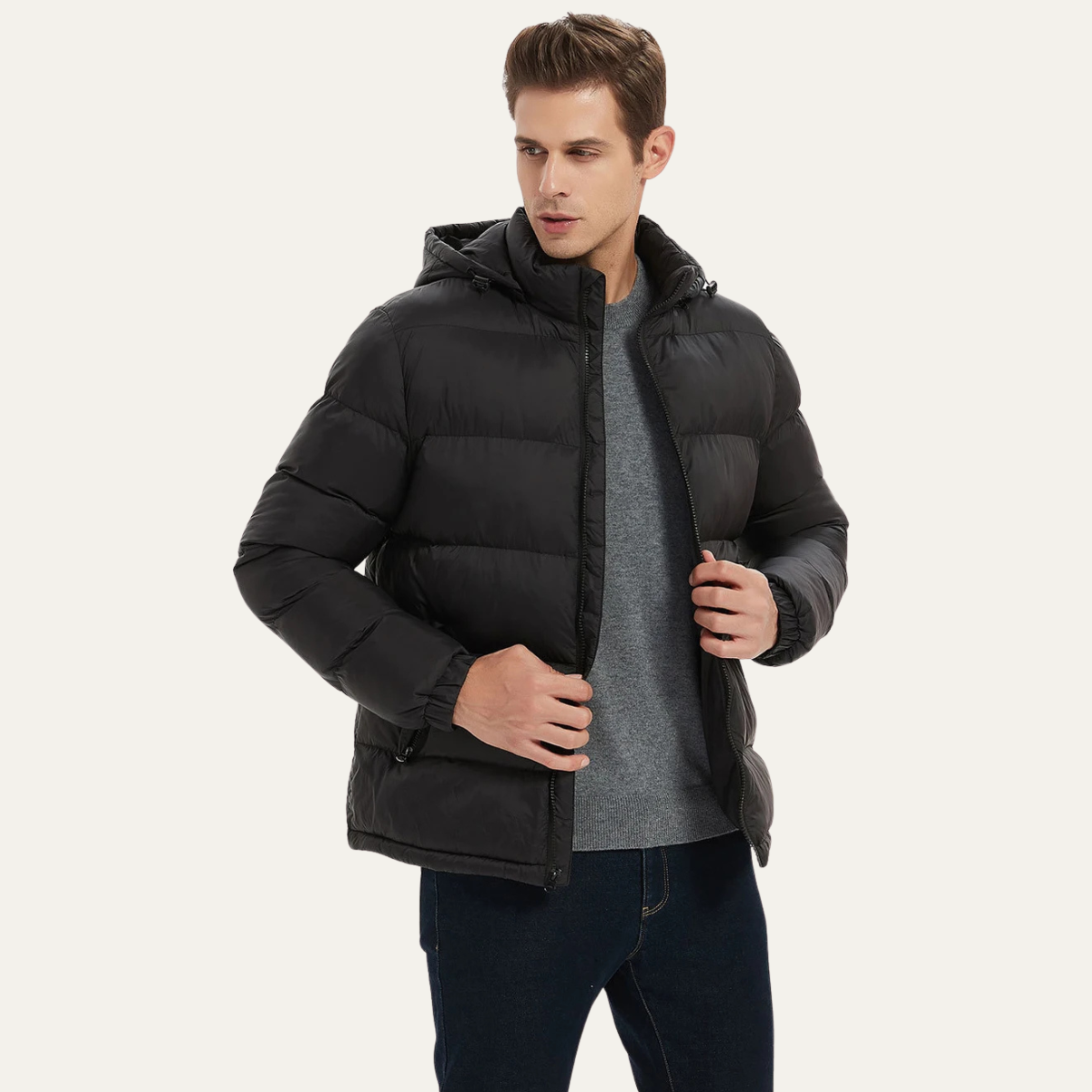 Elarova | Klassische Herren-Steppjacke in Hüftlänge