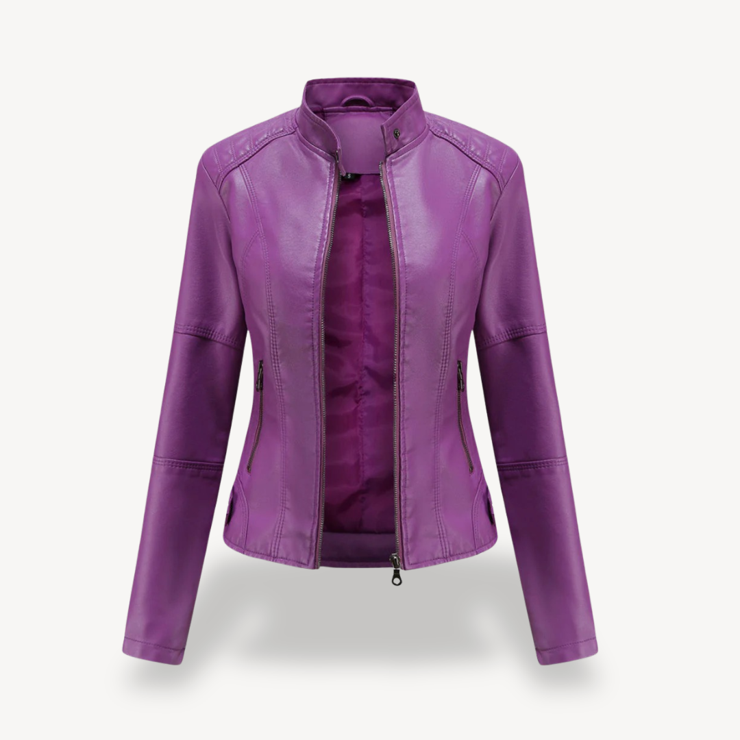 Elarova | Klassische Leder-Bikerjacke für Damen