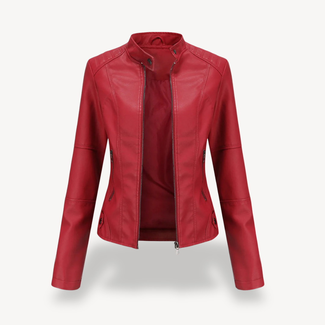 Elarova | Klassische Leder-Bikerjacke für Damen