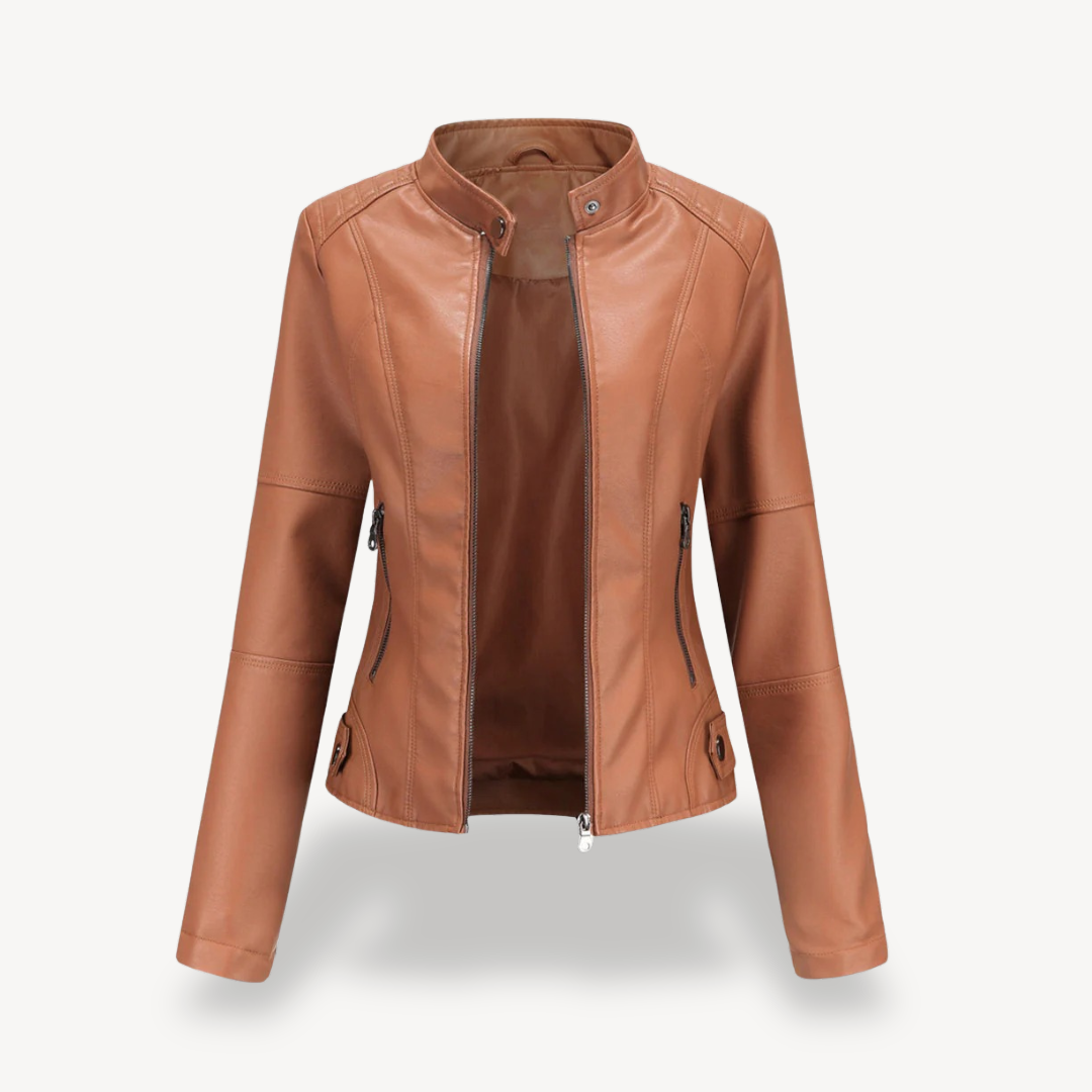 Elarova | Klassische Leder-Bikerjacke für Damen
