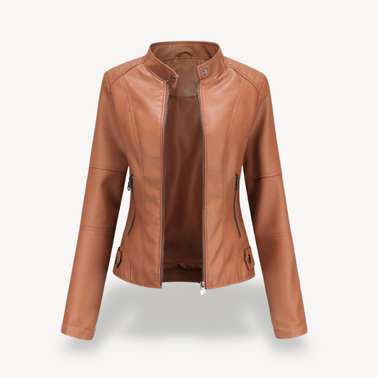 Elarova | Klassische Leder-Bikerjacke für Damen
