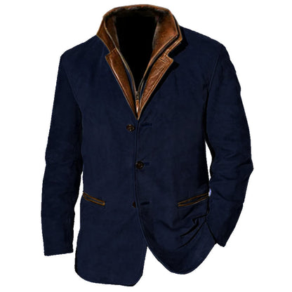 Elarova | Klassische Wildleder Herren Jacke mit Lederbesatz