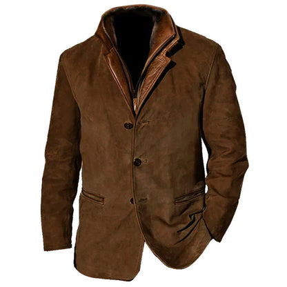 Elarova | Klassische Wildleder Herren Jacke mit Lederbesatz