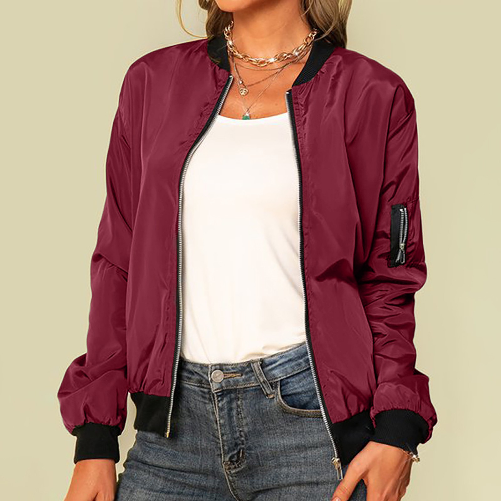 Elarova | Klassisches Lässiges Bomberjacke Damen