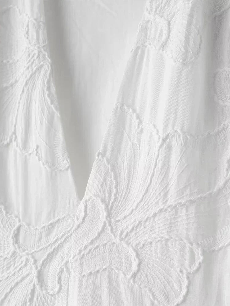 Elarova | Kleid Mit Bestickten Puffärmeln Für Frauen