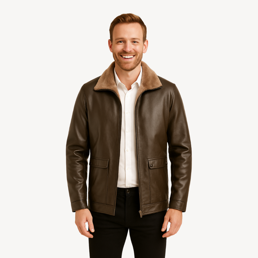 Elarova | Kunstlederjacke mit Fleecefutter für Herren