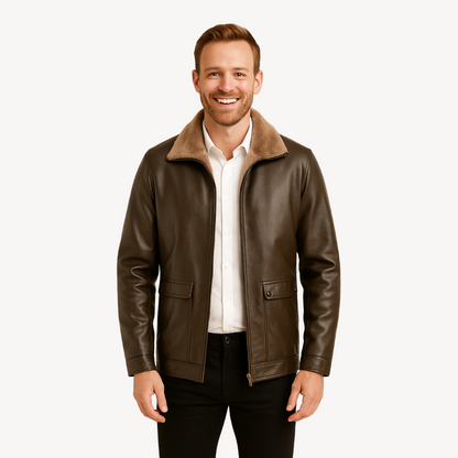 Elarova | Kunstlederjacke mit Fleecefutter für Herren