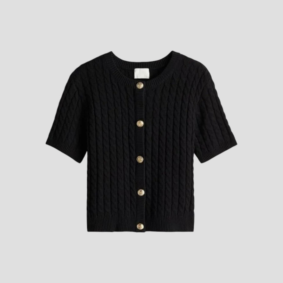 Elarova | Kurzärmlige Strickjacke für Damen mit Knopfverschluss