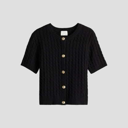 Elarova | Kurzärmlige Strickjacke für Damen mit Knopfverschluss