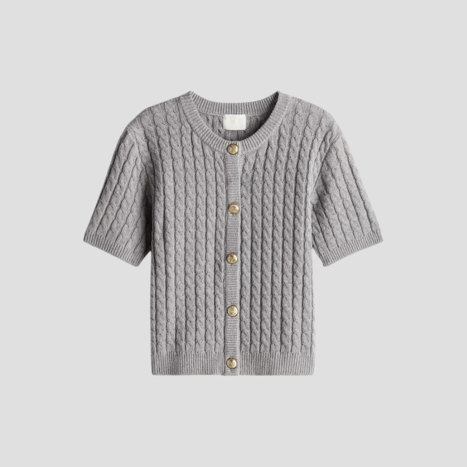 Elarova | Kurzärmlige Strickjacke für Damen mit Knopfverschluss