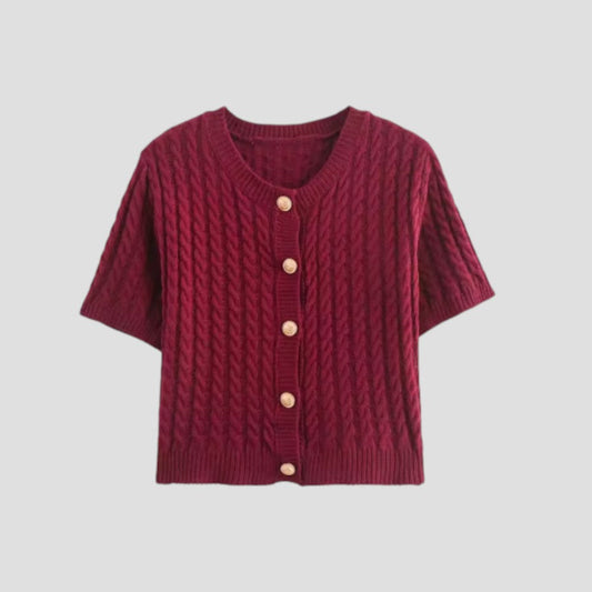 Elarova | Kurzärmlige Strickjacke für Damen mit Knopfverschluss