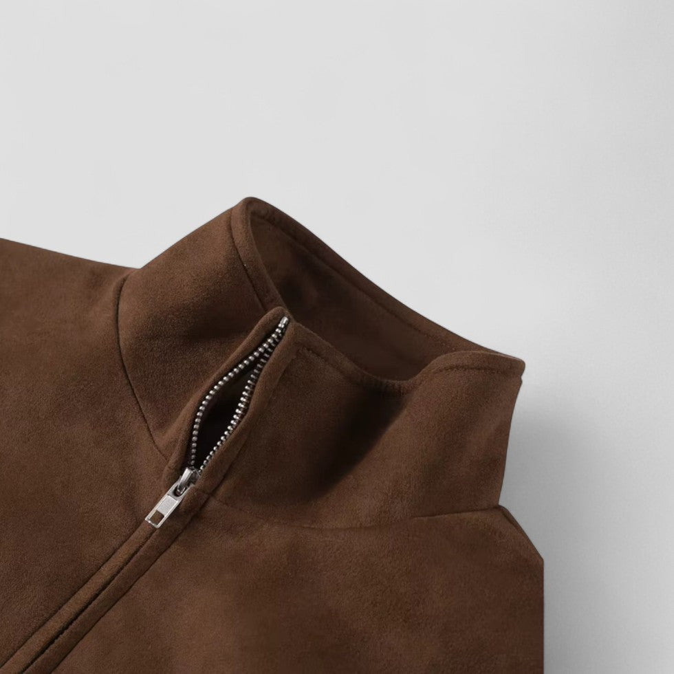 Elarova | Kurze DamenWildlederjacke mit Stehkragen
