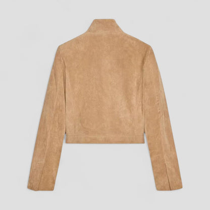 Elarova | Kurze DamenWildlederjacke mit Stehkragen