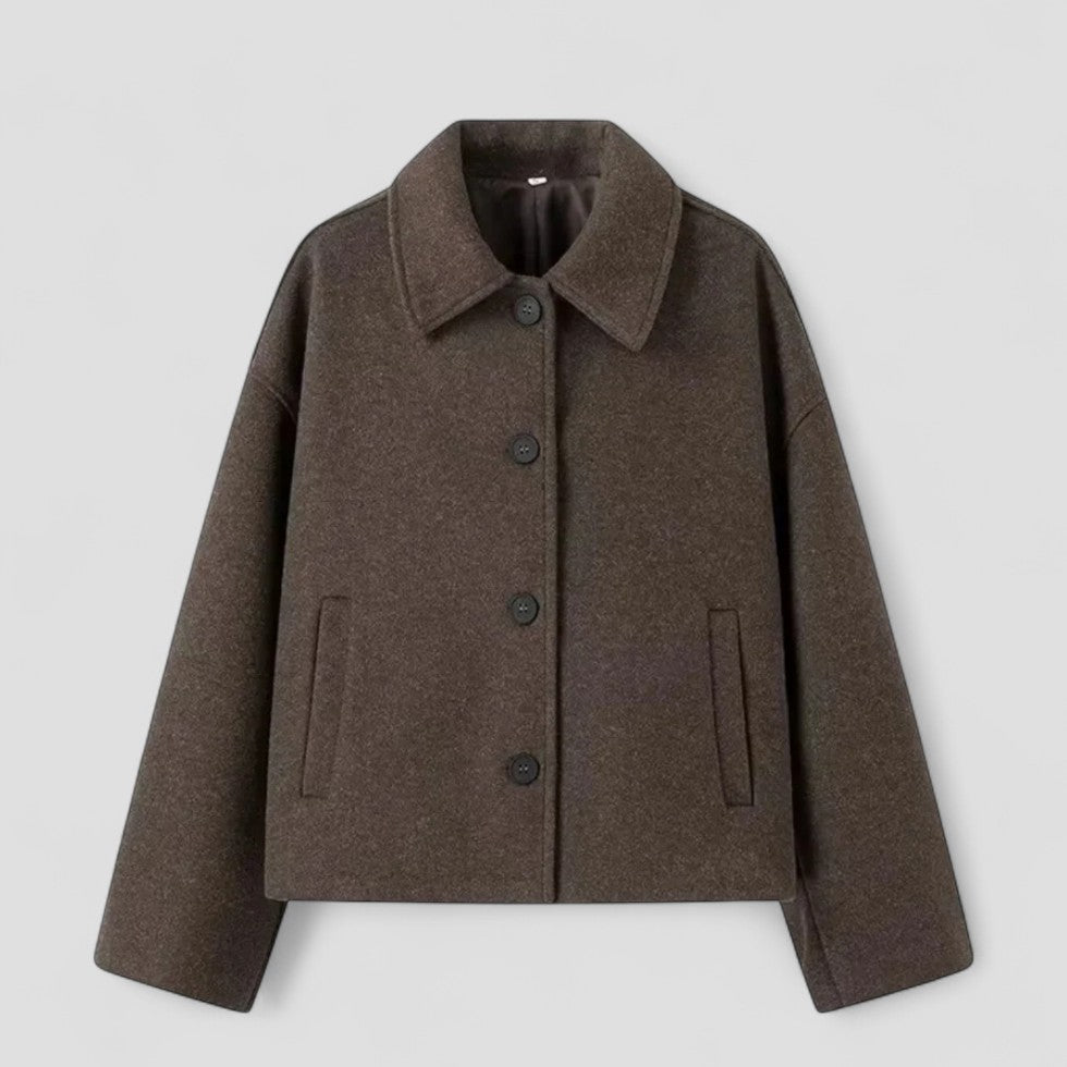 Elarova | Kurze Damenjacke aus Wollmischung mit Knopfleiste