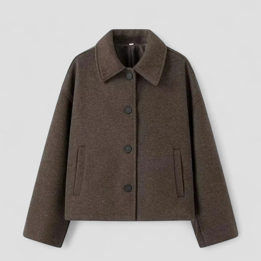 Elarova | Kurze Damenjacke aus Wollmischung mit Knopfleiste