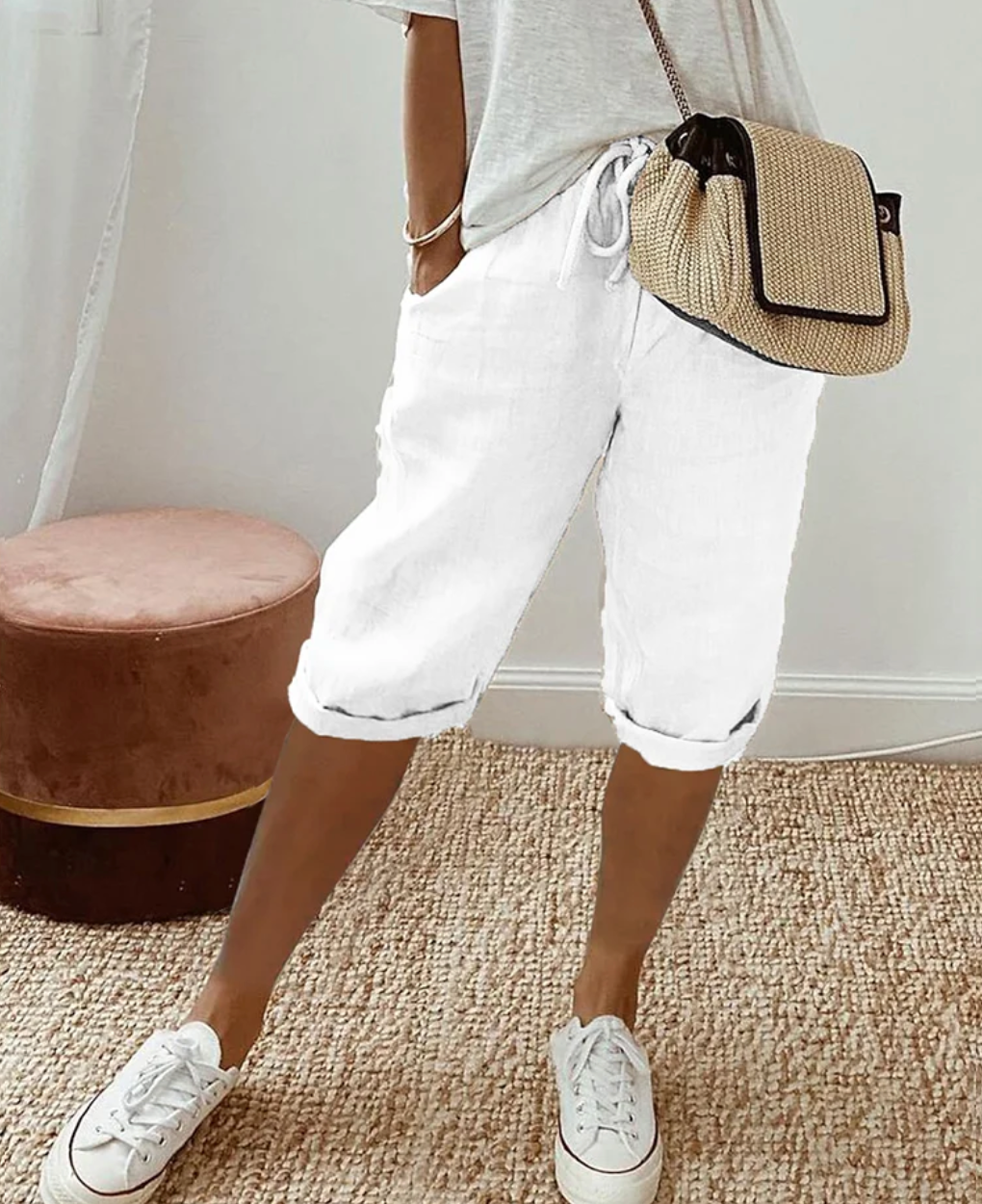 Elarova | Kurze Trendy modische Kniehose für Damen