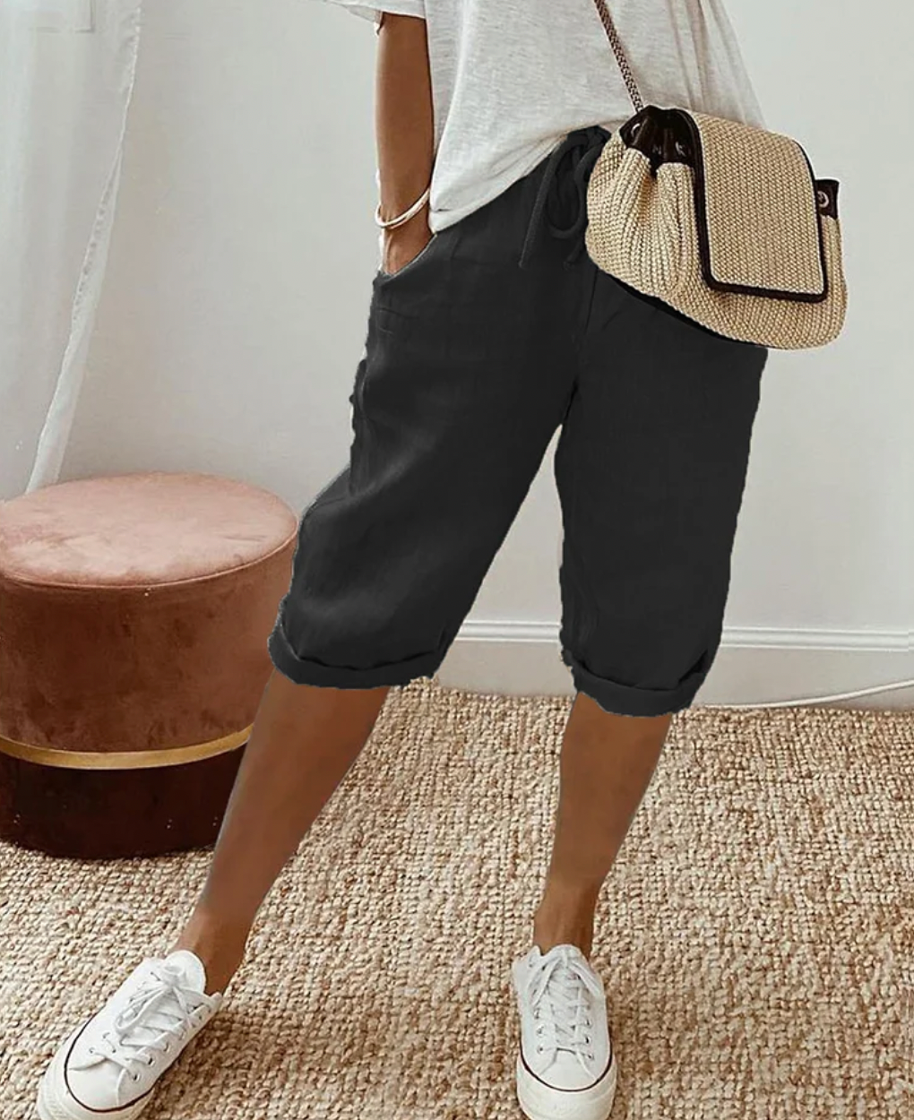 Elarova | Kurze Trendy modische Kniehose für Damen