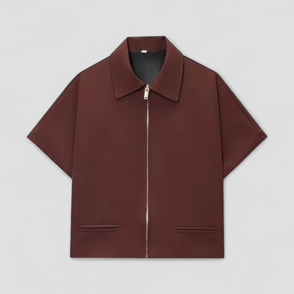 Elarova | Kurze, kurzärmlige Jacke mit Reißverschluss für Damen, lässige Oberbekleidung