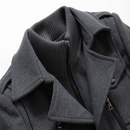 Elarova | Kurzer Herren-Peacoat aus Wollmischung mit innenliegender Reißverschlussleiste