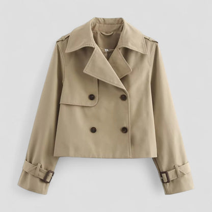 Elarova | Kurzer Trenchcoat für Damen, zweireihig, langärmlig