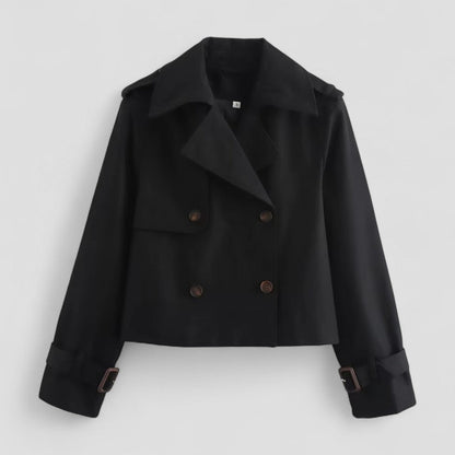 Elarova | Kurzer Trenchcoat für Damen, zweireihig, langärmlig
