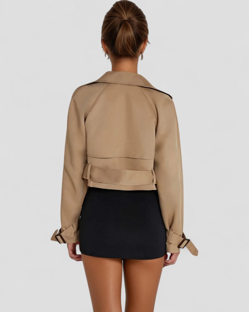 Elarova | Kurzer zweireihiger Trenchcoat für Damen