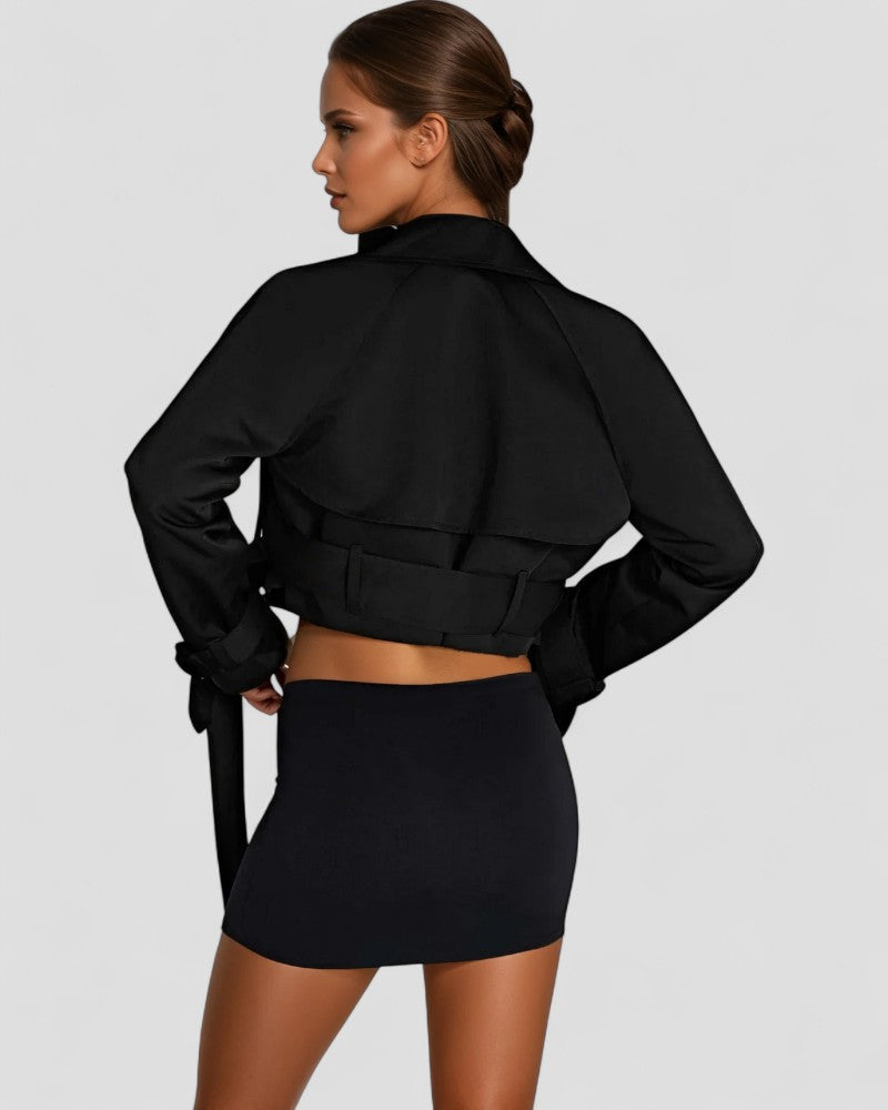 Elarova | Kurzer zweireihiger Trenchcoat für Damen