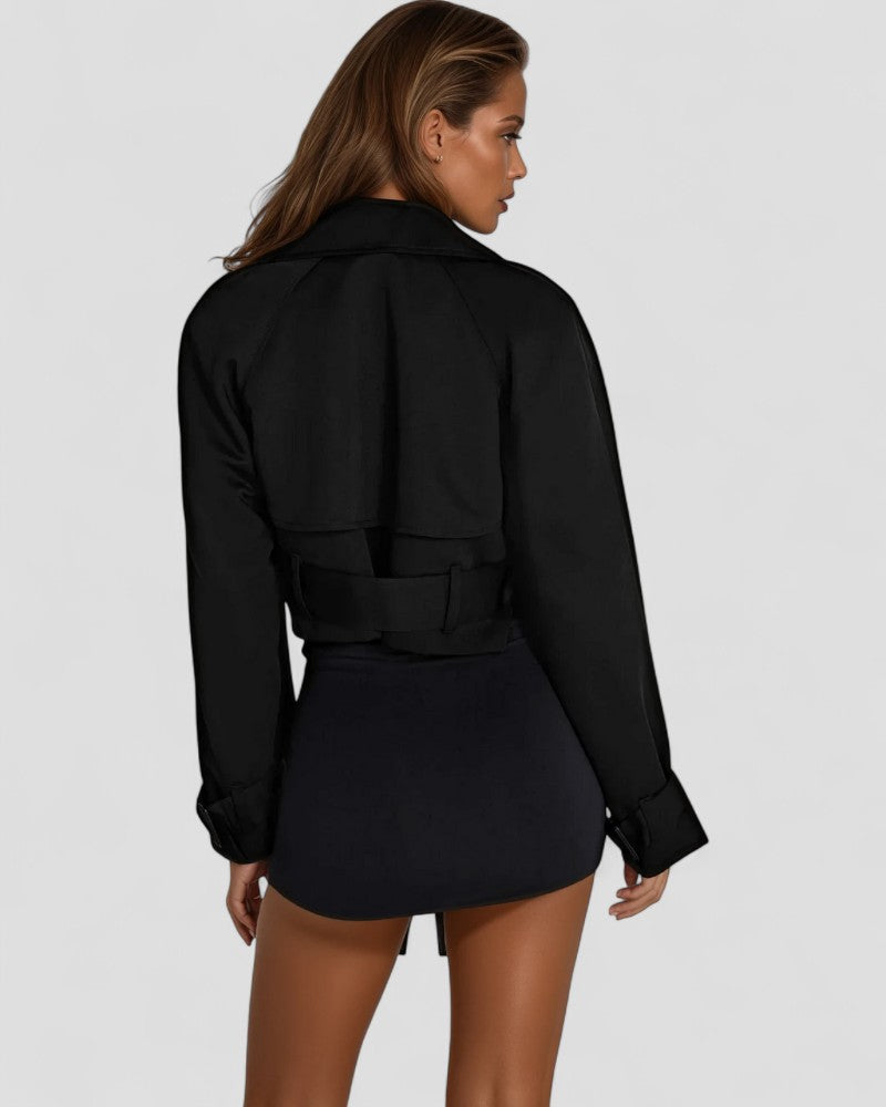 Elarova | Kurzer zweireihiger Trenchcoat für Damen