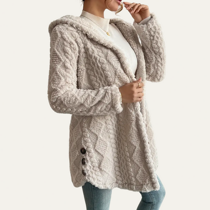 Elarova | Kuscheliger, mittellanger FleeceCardigan für Damen