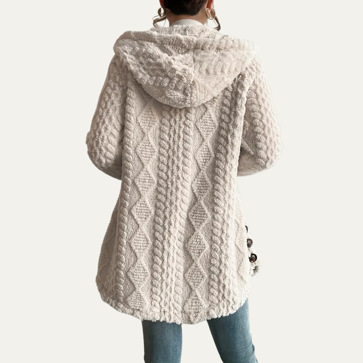 Elarova | Kuscheliger, mittellanger FleeceCardigan für Damen